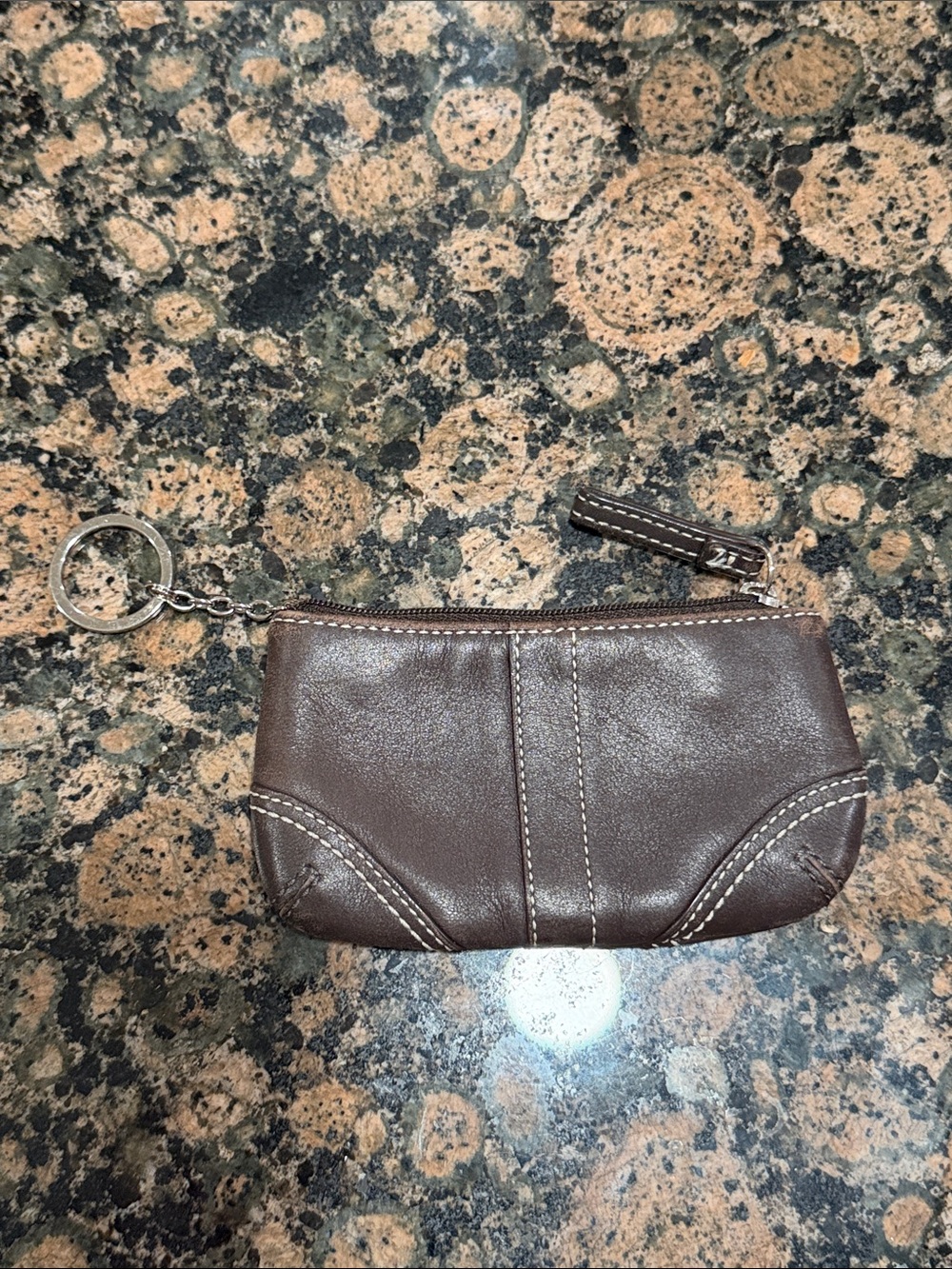 Coach Leather Keyring Coin Pouch - Brown